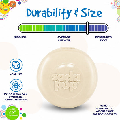 SodaPup Glow in the Dark Glitter Ball 2-Pack Dog Toy - 2.5"