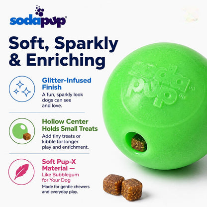 SodaPup Green Glitter Ball 2-Pack - Floating Treat Dispensing Toy