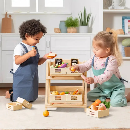 Tiny Land Wooden Play Kitchen Food Storage Rack - 2-Tier