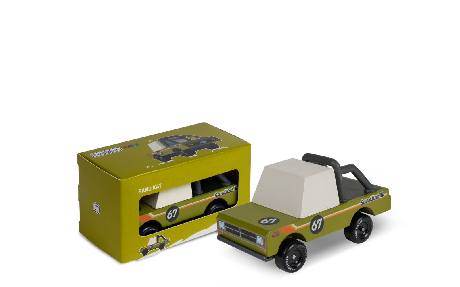 Sandkat Pickup Truck | Candylab CANDYCAR TOONS Toy Car | Wooden & Diecast | Ages 3+ | Collectible - Niksstuff