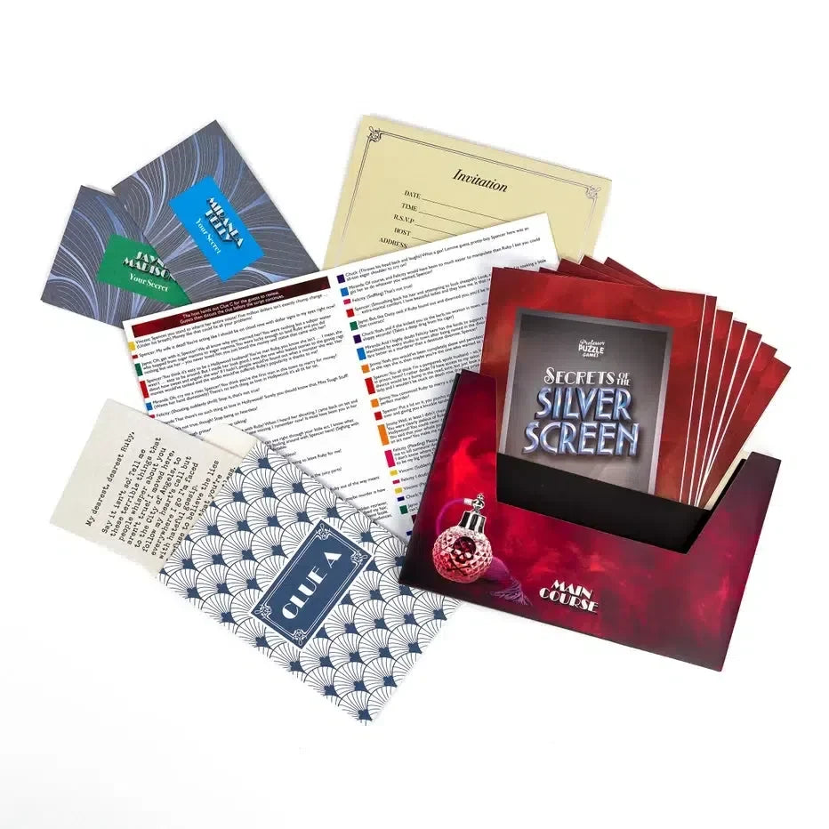 Secrets of the Silver Screen | Murder Mystery Dinner Party Game | Professor Puzzle | Ages 14+ | 8 Players - Niksstuff