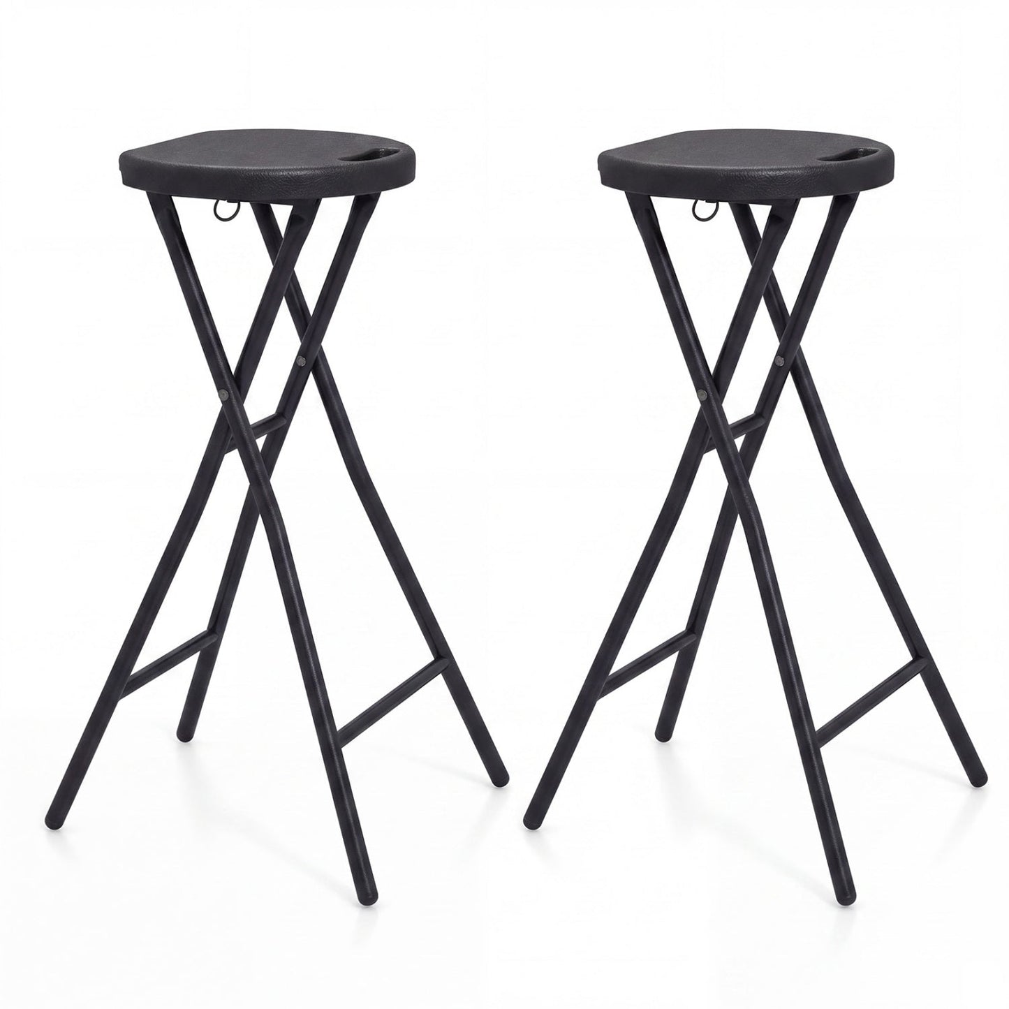 Folding Bar Stool Set of 2 | 27.5" Counter Height | 330 lb Capacity | Black