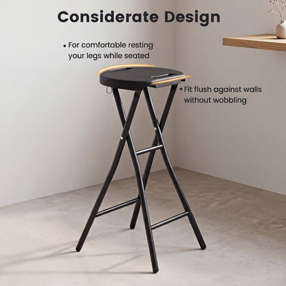 Folding Bar Stool Set of 2 | 27.5" Counter Height | 330 lb Capacity | Black