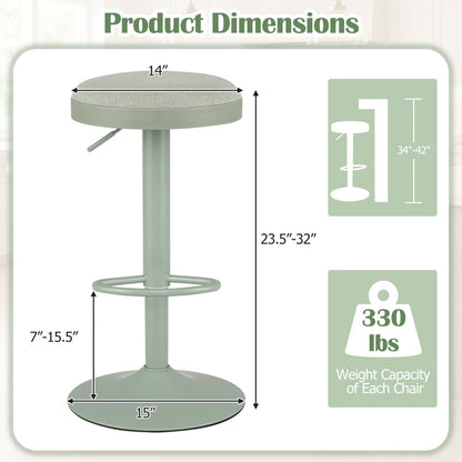 Adjustable Swivel Bar Stools | Set of 2 | 360° Swivel | 23.5–32" Height | 330 lb Each | 4 Colors