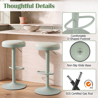 Adjustable Swivel Bar Stools | Set of 2 | 360° Swivel | 23.5–32" Height | 330 lb Each | 4 Colors