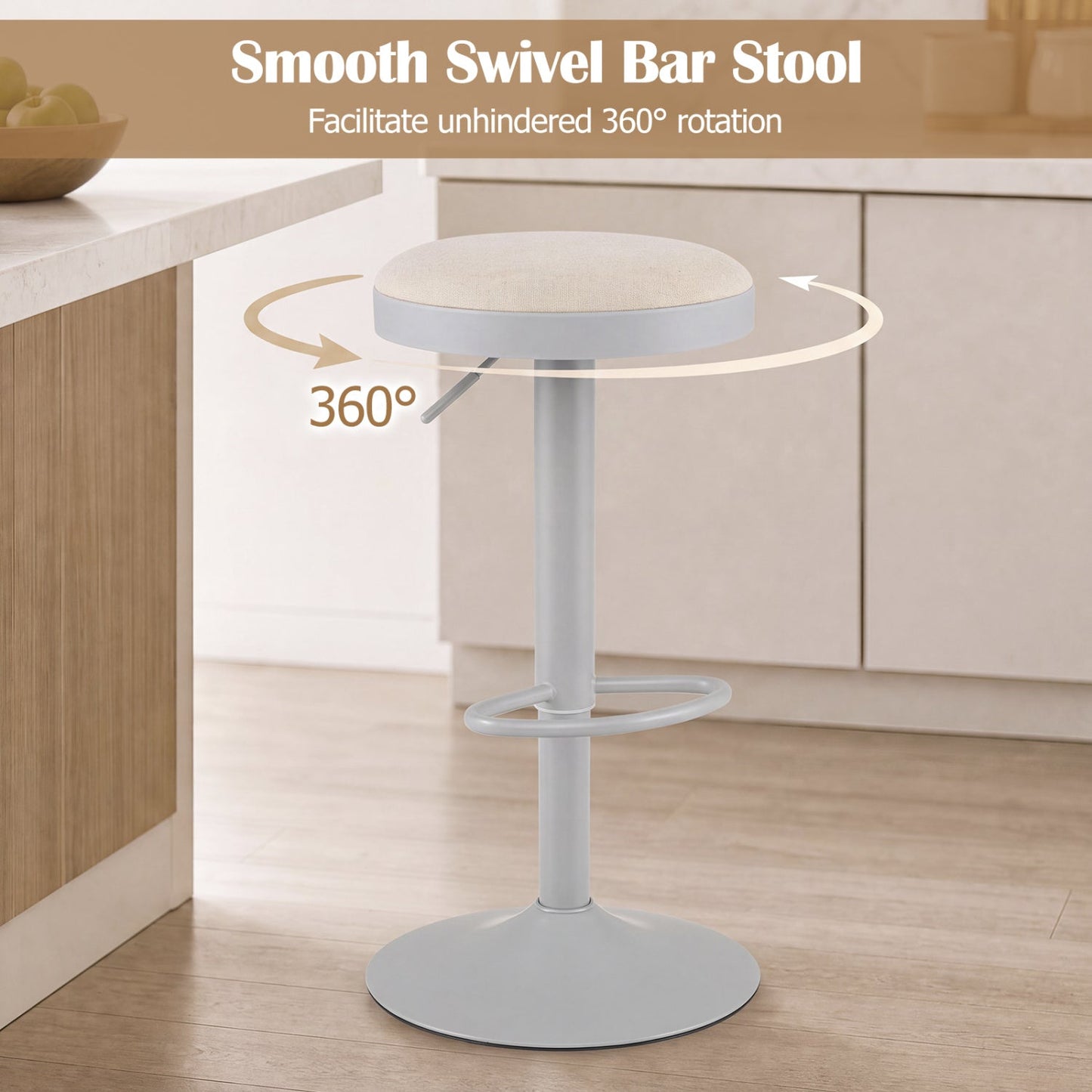 Adjustable Swivel Bar Stools | Set of 2 | 360° Swivel | 23.5–32" Height | 330 lb Each | 4 Colors