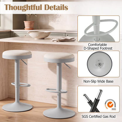 Adjustable Swivel Bar Stools | Set of 2 | 360° Swivel | 23.5–32" Height | 330 lb Each | 4 Colors