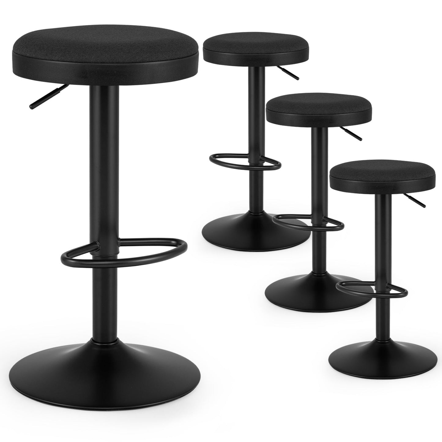Adjustable Swivel Bar Stools | Set of 4 | 360° Swivel | 23.5–32" Height | 330 lb Each | 4 Colors