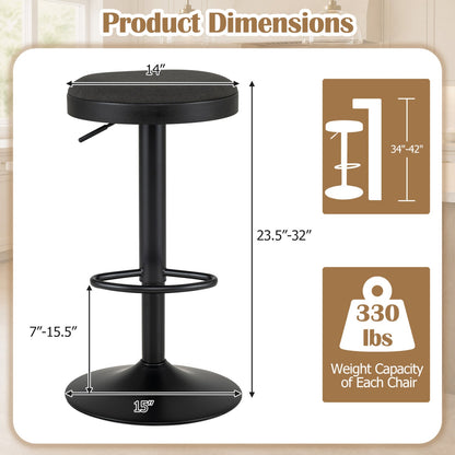 Adjustable Swivel Bar Stools | Set of 4 | 360° Swivel | 23.5–32" Height | 330 lb Each | 4 Colors