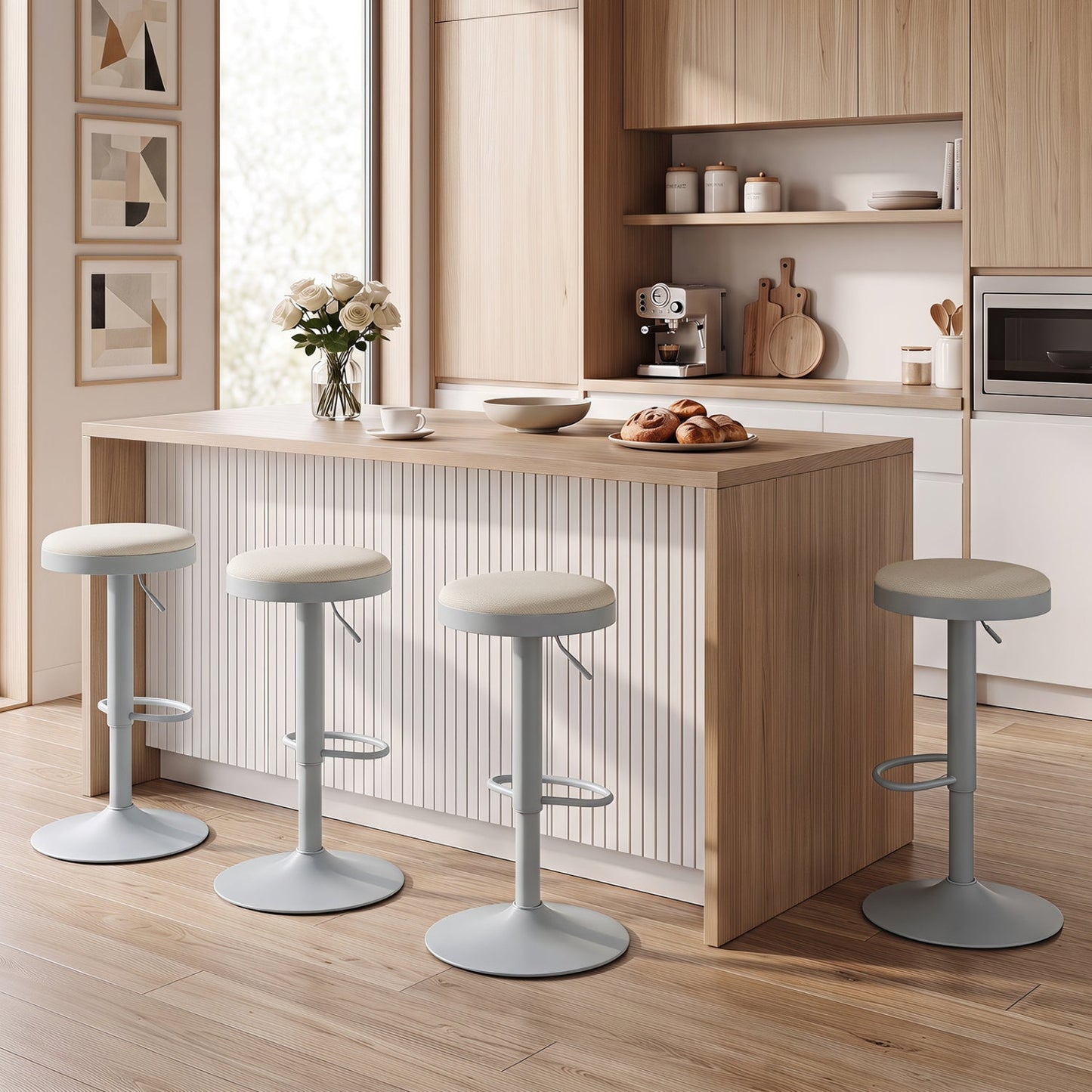 Adjustable Swivel Bar Stools | Set of 4 | 360° Swivel | 23.5–32" Height | 330 lb Each | 4 Colors
