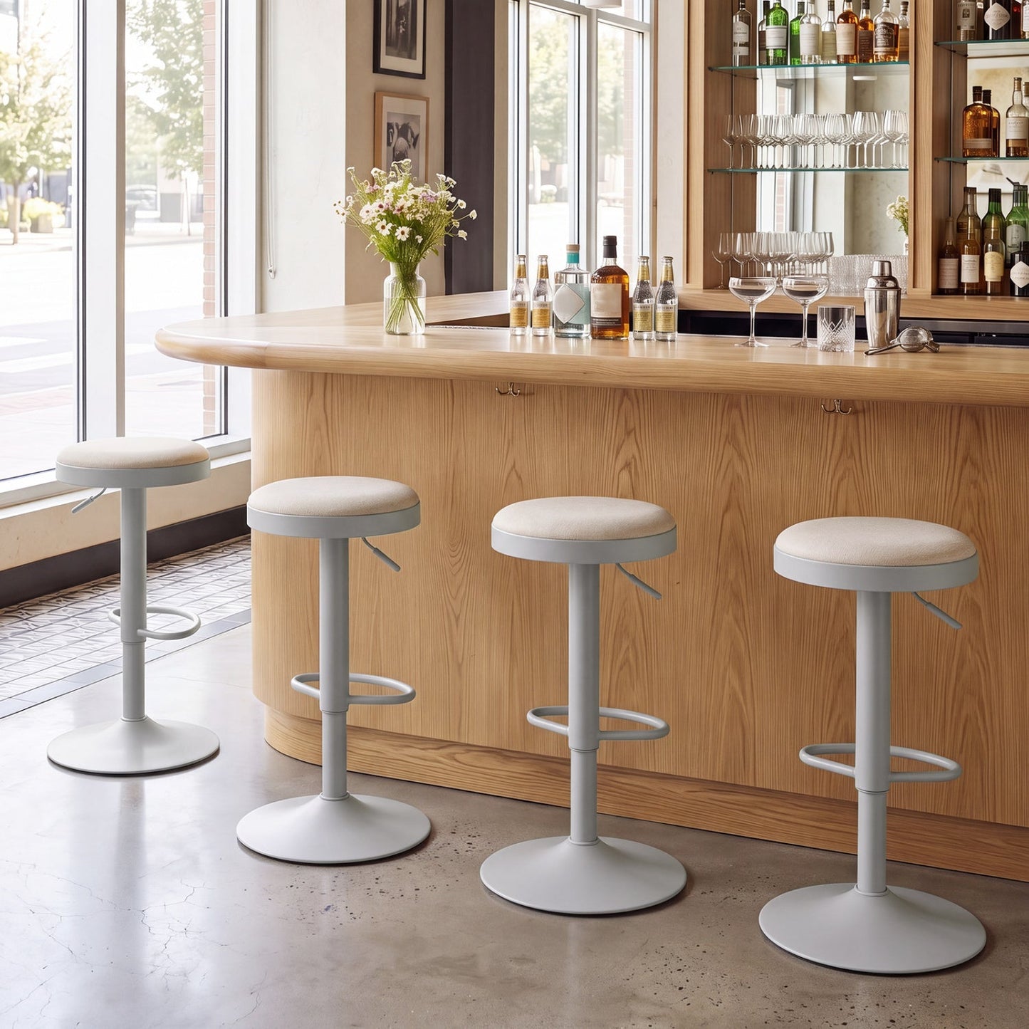 Adjustable Swivel Bar Stools | Set of 4 | 360° Swivel | 23.5–32" Height | 330 lb Each | 4 Colors