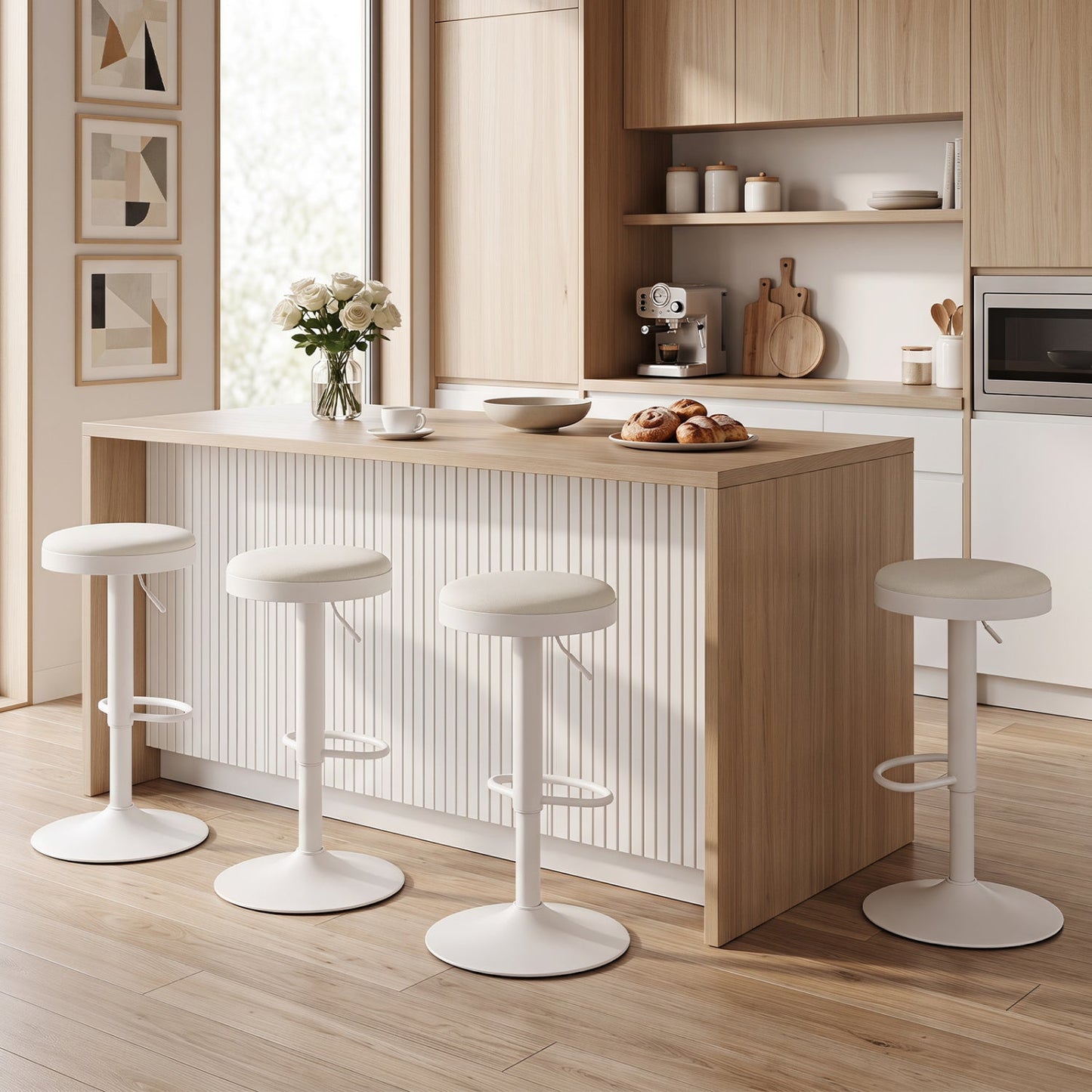 Adjustable Swivel Bar Stools | Set of 4 | 360° Swivel | 23.5–32" Height | 330 lb Each | 4 Colors