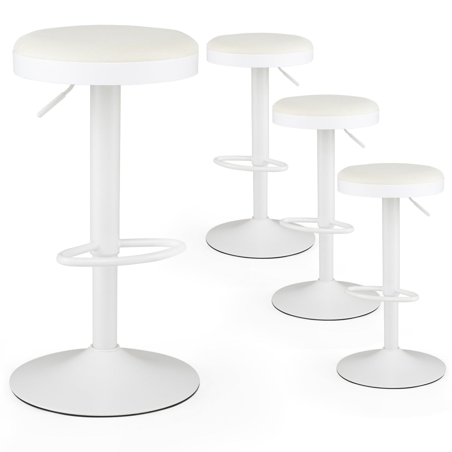 Adjustable Swivel Bar Stools | Set of 4 | 360° Swivel | 23.5–32" Height | 330 lb Each | 4 Colors
