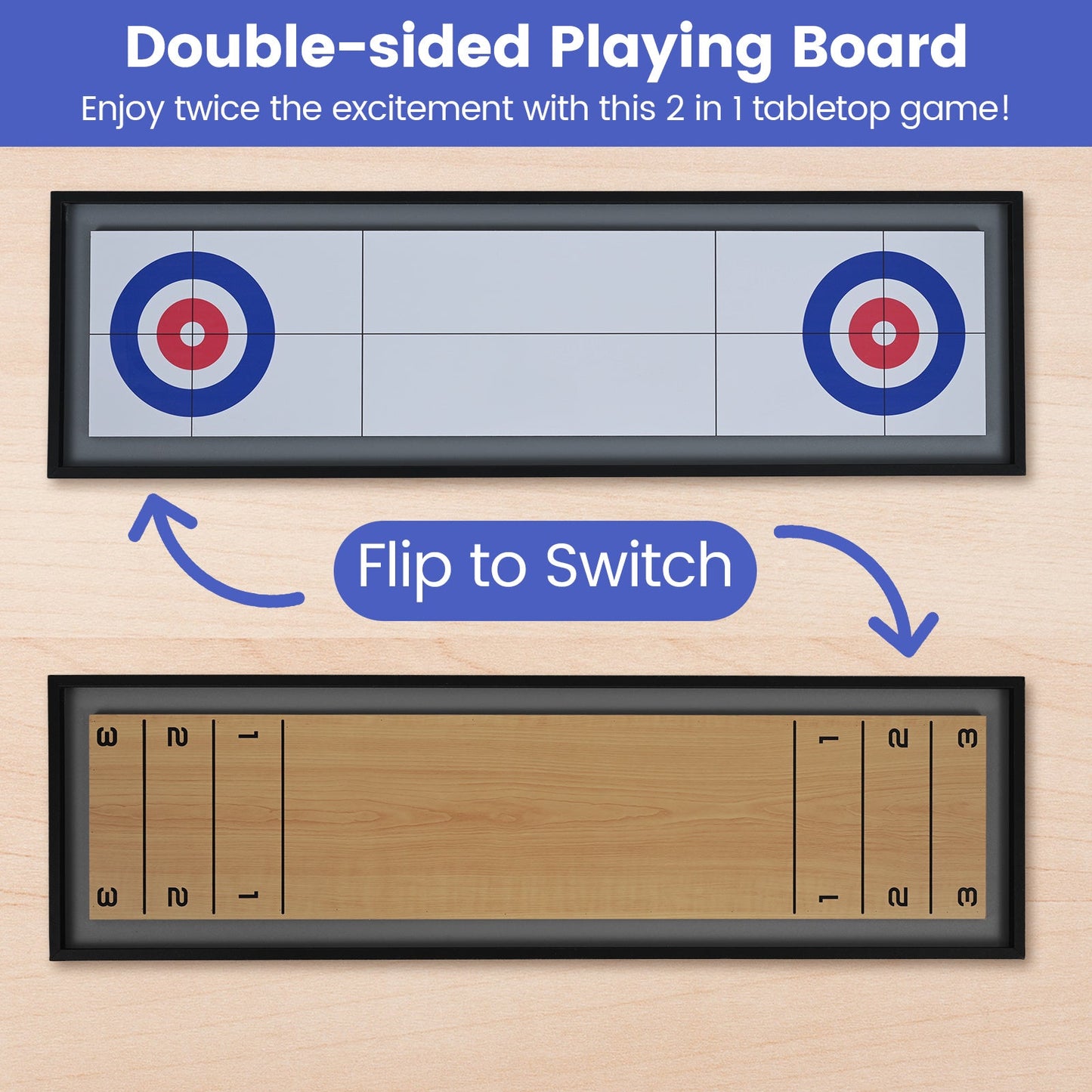 2-in-1 Shuffleboard & Curling Tabletop Game2-in-1 Shuffleboard & Curling Tabletop Board Game | Portable Family Game - Niksstuff