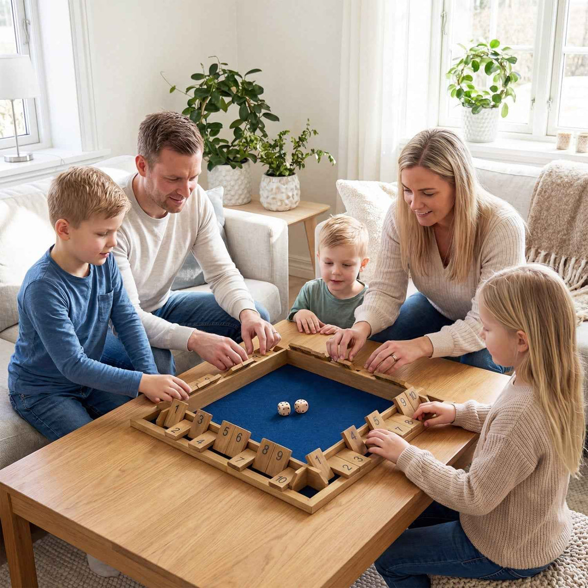 24" Extra-Large 4-Player Shut the Box Dice Game with Felt Base
