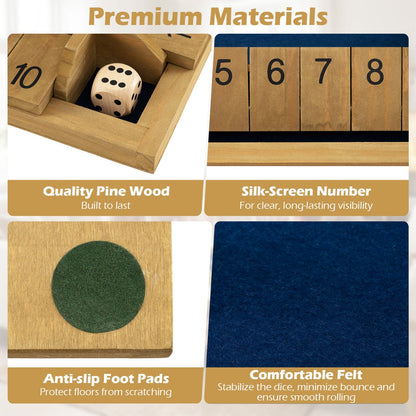 24" Extra-Large 4-Player Shut the Box Dice Game with Felt Base