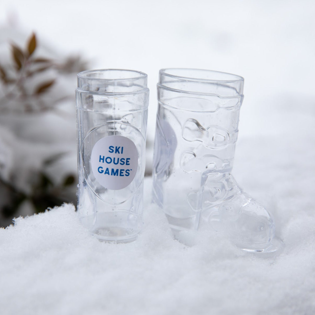Magnetic Ski Boot Shot Glasses - Set of 2 Plastic 2oz Glasses