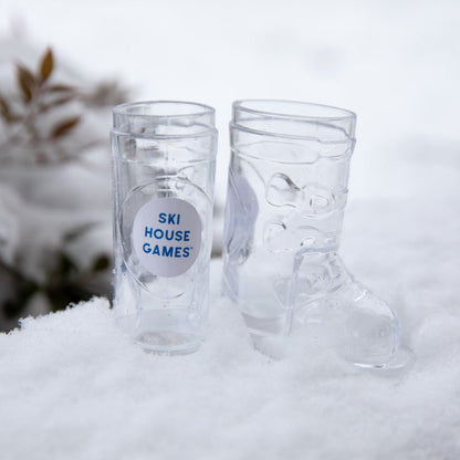 Magnetic Ski Boot Shot Glasses - Set of 2 Plastic 2oz Glasses