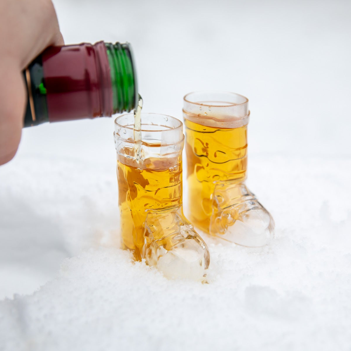 Magnetic Ski Boot Shot Glasses - Set of 2 Plastic 2oz Glasses