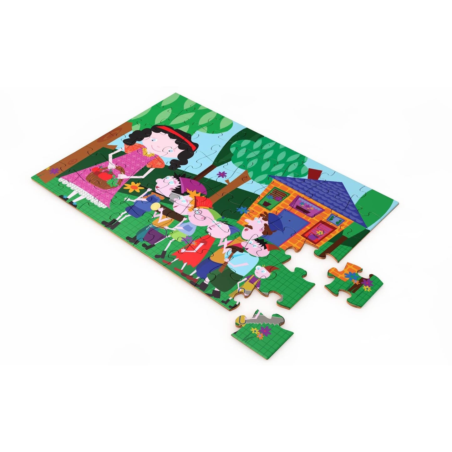 Snow White 48-Piece Jigsaw Puzzle | Purple Cow | Ages 5+ | Cylindrical Box | 14"×10" Finished - Niksstuff