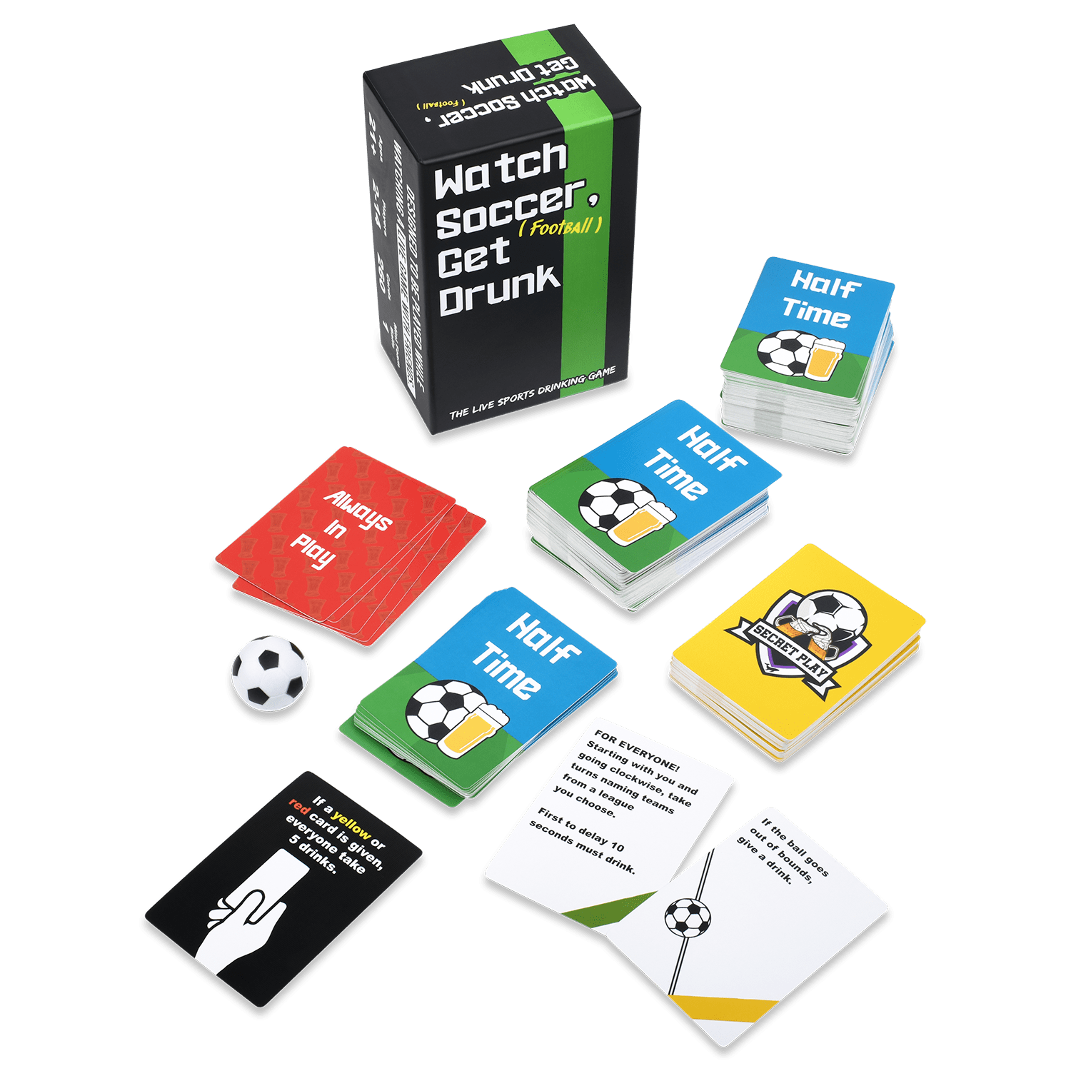 Watch Soccer, Get Drunk | The Live Soccer Drinking Game | 260 Cards | Falling Whale Games - Niksstuff
