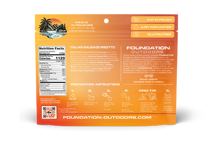 Foundation Outdoors Spicy Italian Pork Sausage Risotto Freeze Dried Meal