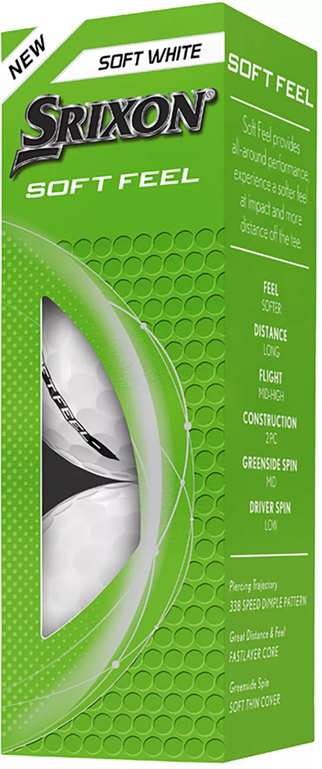 Srixon 2025 Soft Feel Golf Balls | FastLayer Core | 338 Speed Dimple | White or Yellow - Niksstuff