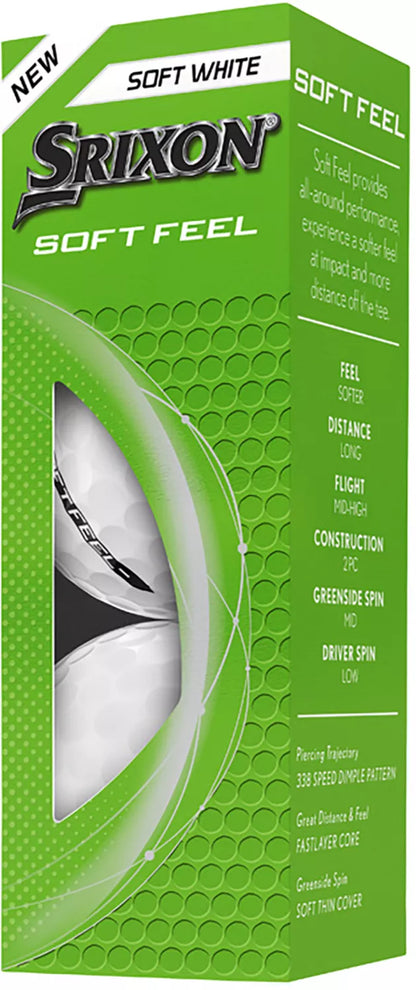 Srixon 2025 Soft Feel Golf Balls | FastLayer Core | 338 Speed Dimple | White or Yellow - Niksstuff