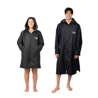 Waterproof Swim Parka Black | Terry Towel Lining | XS–XL | COR Surf - Niksstuff