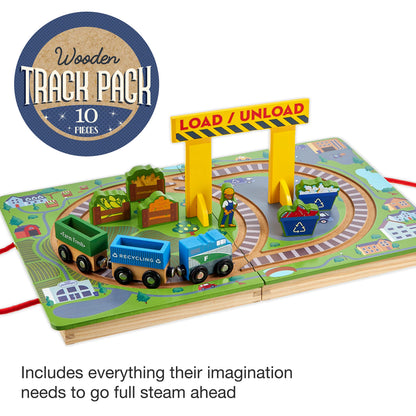 Grab & Go Railroad | Portable Magnetic Train Set | Recycling & Farming Theme | Chucklebox - Niksstuff