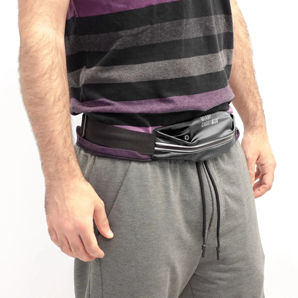 Miami CarryOn Reflective Running Belt Bag – Water-Resistant Lycra, Adjustable Fit