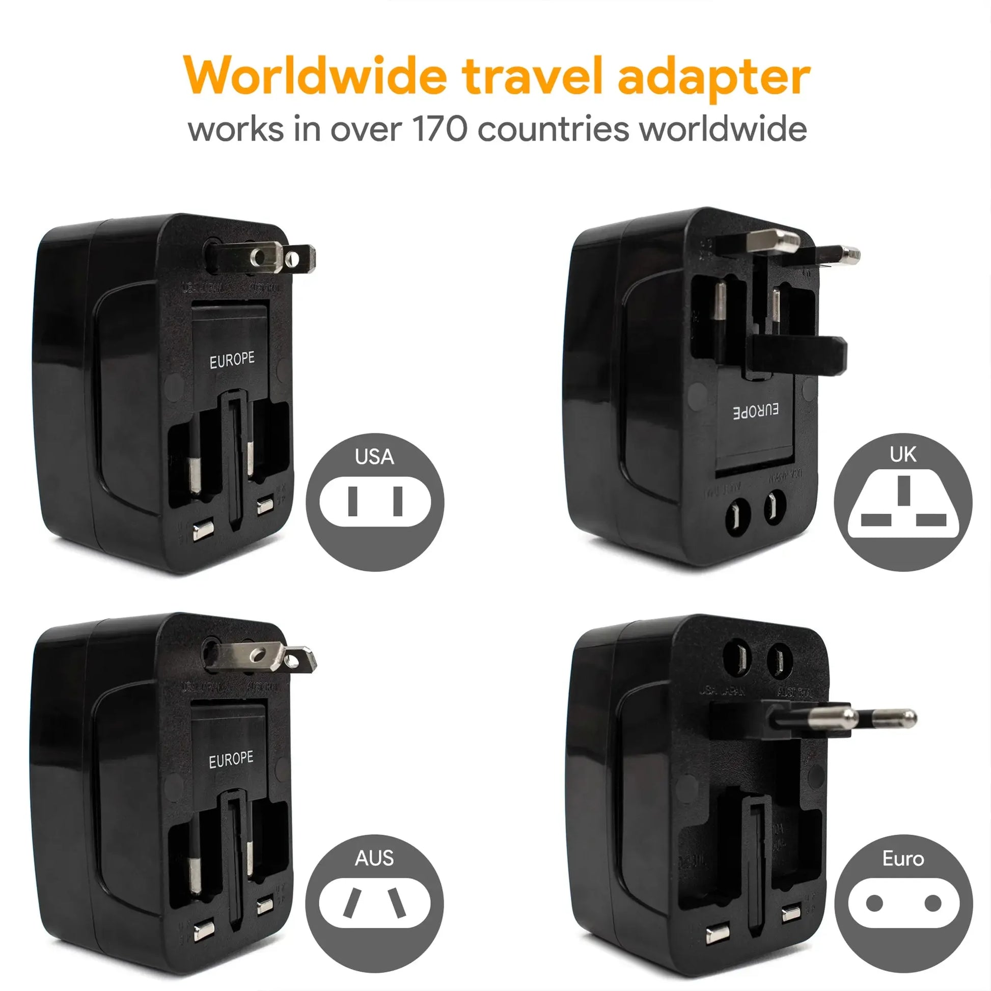 International Travel Adapter with USB Ports | 150+ Countries | Miami Carry On - Niksstuff