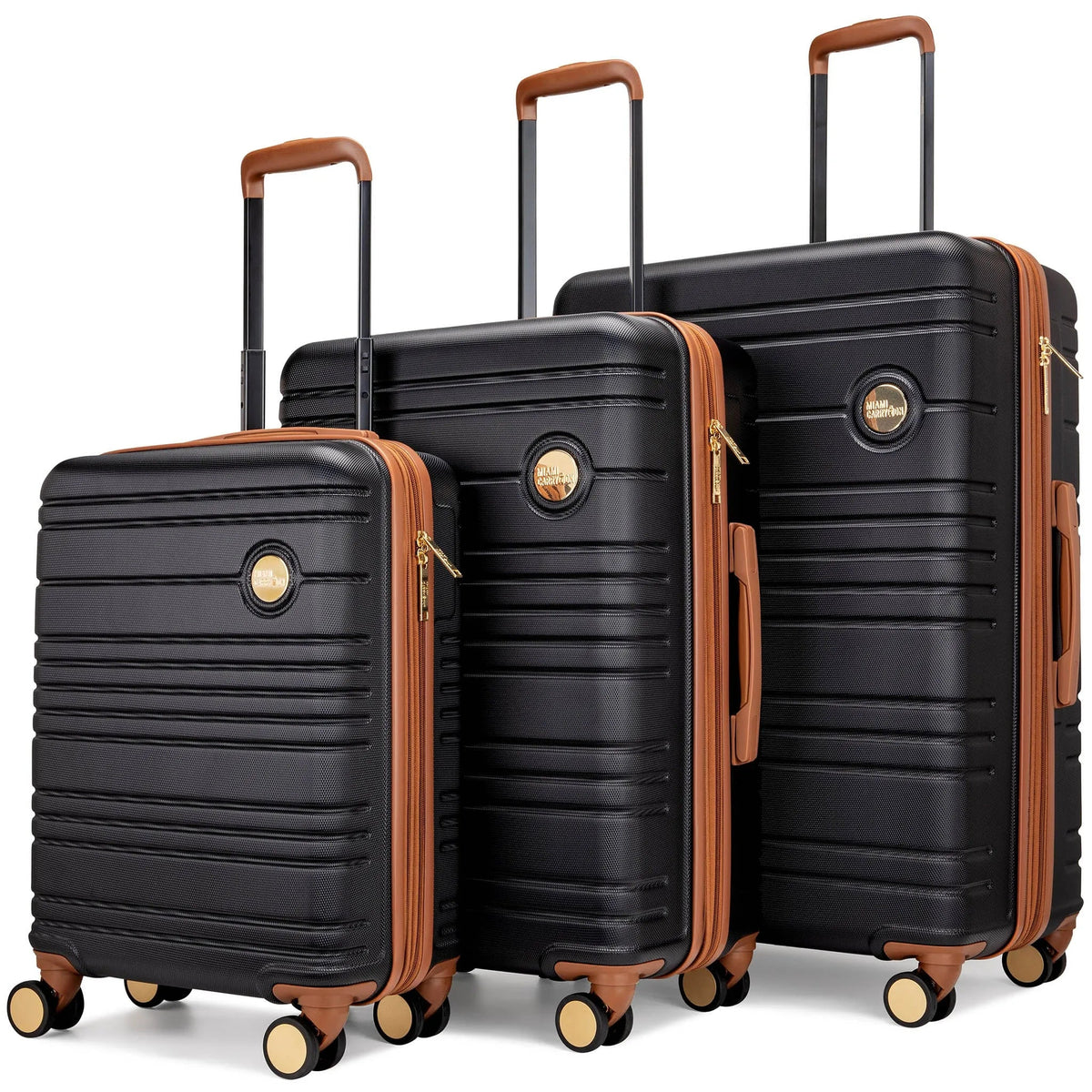 Miami CarryOn Brickell 3-Piece Expandable Luggage Set – ABS Shell, 360° Wheels