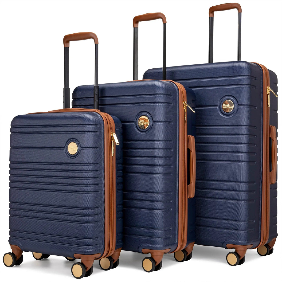 Miami CarryOn Brickell 3-Piece Expandable Luggage Set – ABS Shell, 360° Wheels