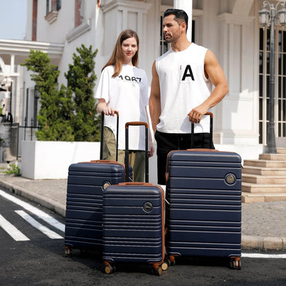 Miami CarryOn Brickell 3-Piece Expandable Luggage Set – ABS Shell, 360° Wheels