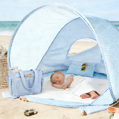 Tiny Land Kids Beach Tent Set with Sand Toys, UV Protection and Sandbag Anchors