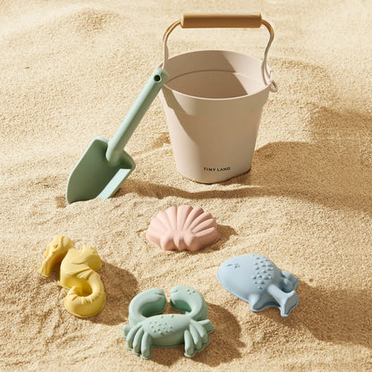 Tiny Land Kids Beach Tent Set with Sand Toys, UV Protection and Sandbag Anchors