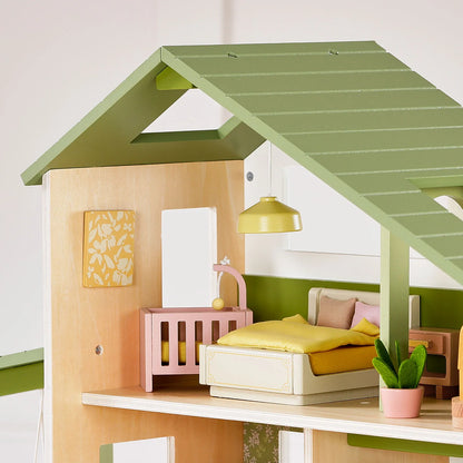 Tiny Land Sweetwood Edge Wooden Dollhouse - 48pc Green & Pink