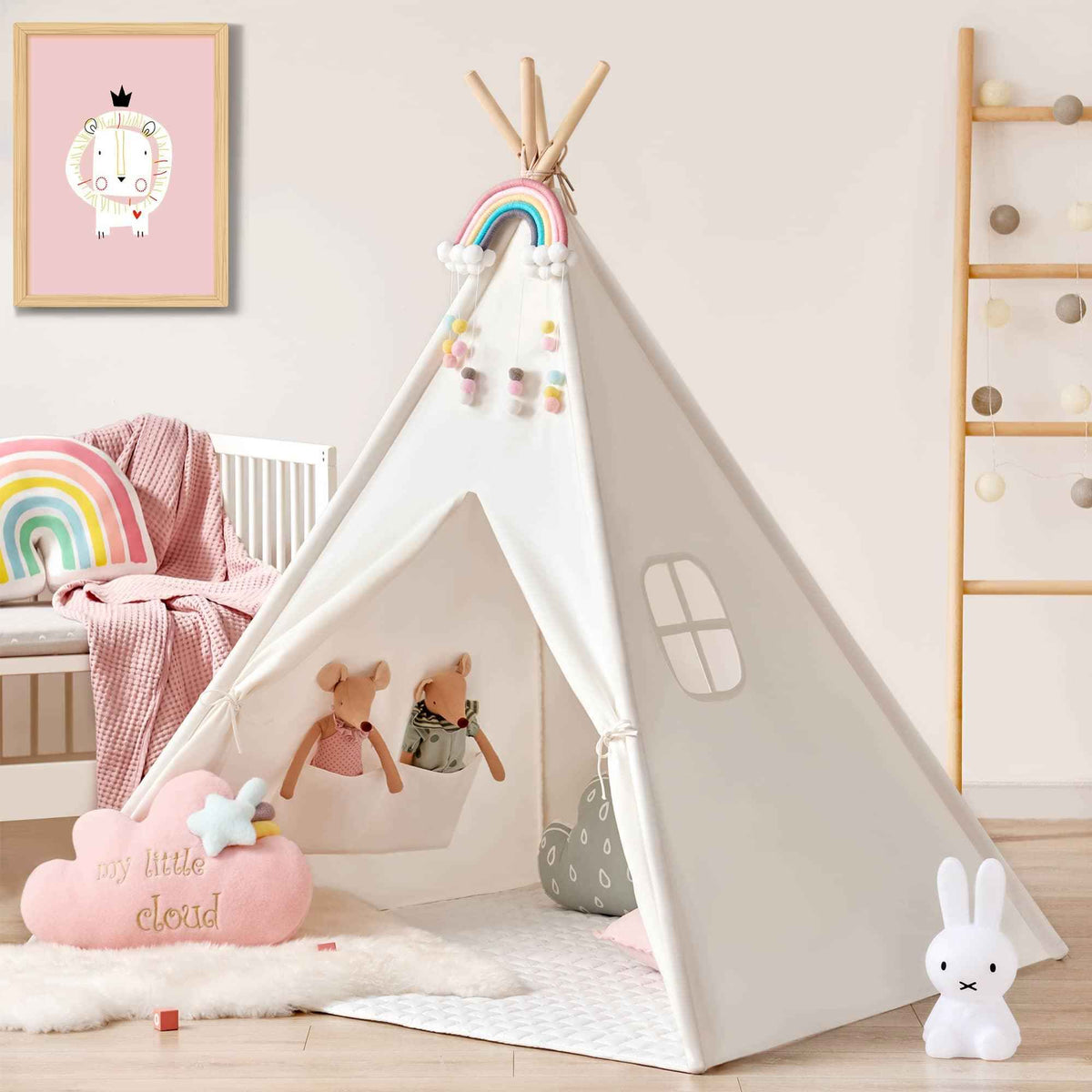 Tiny Land Kids Teepee Play Tent with Floor Mat