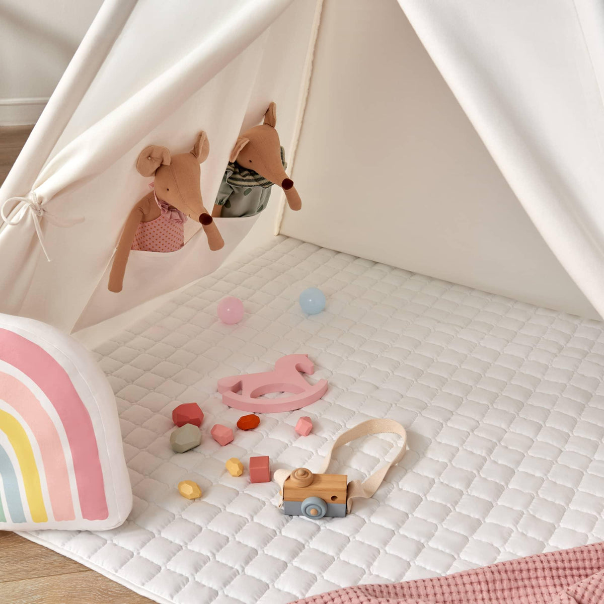 Tiny Land Kids Teepee Play Tent with Floor Mat