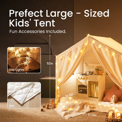 Tiny Land Large Kids Play Tent – Cozy Cabin with Windows & Closable Door