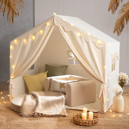 Tiny Land Large Kids Play Tent – Cozy Cabin with Windows & Closable Door