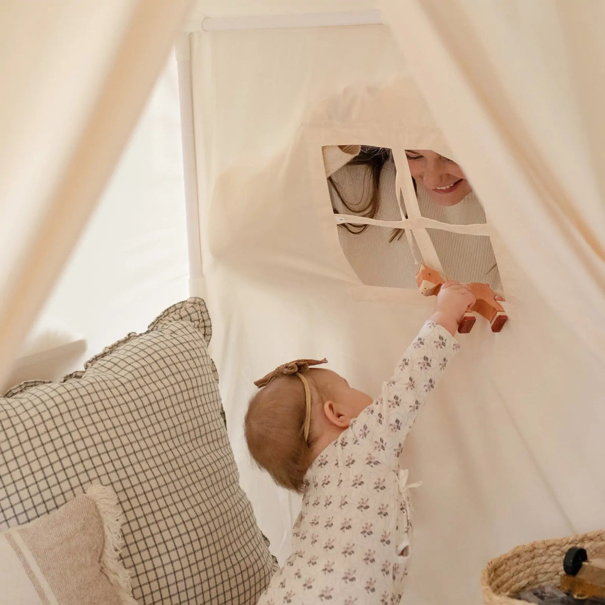Tiny Land Large Kids Play Tent – Cozy Cabin with Windows & Closable Door