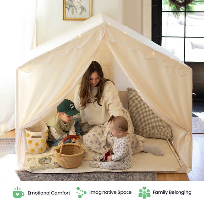 Tiny Land Large Kids Play Tent – Cozy Cabin with Windows & Closable Door