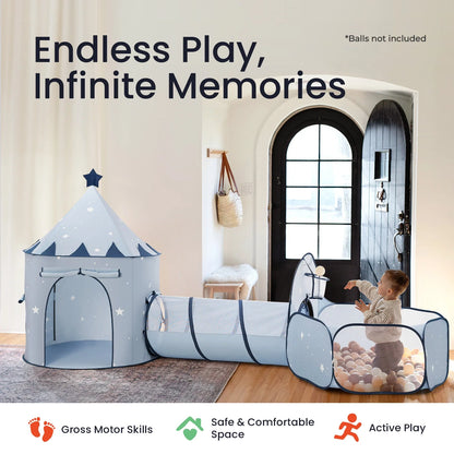 Tiny Land 3-in-1 Play Tunnel, Tent and Ball Pit Set