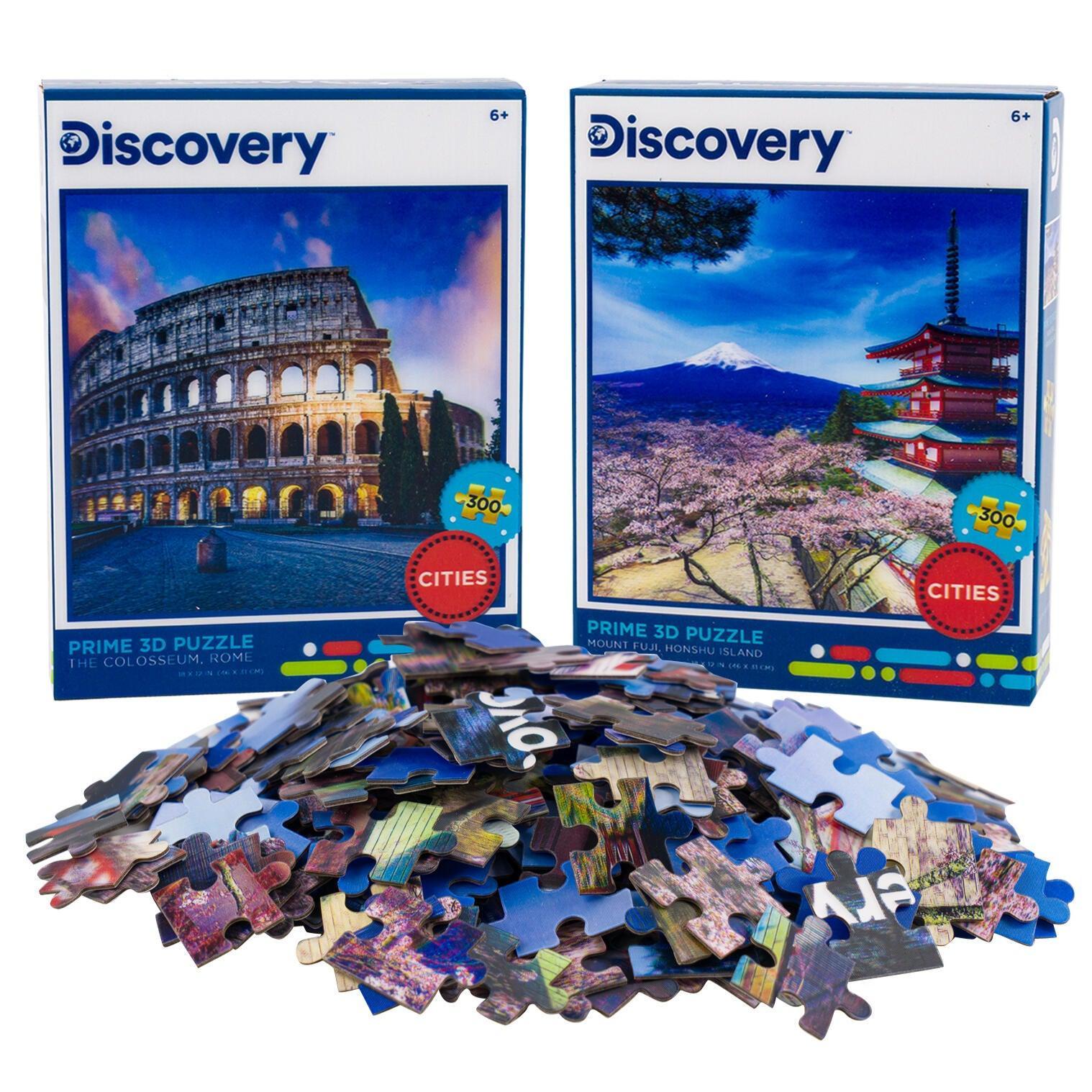 The Colosseum & Mount Fuji 3D Lenticular Jigsaw Puzzle Set | 2 x 300 Pieces | 18"x12" | Ages 6+ - Niksstuff