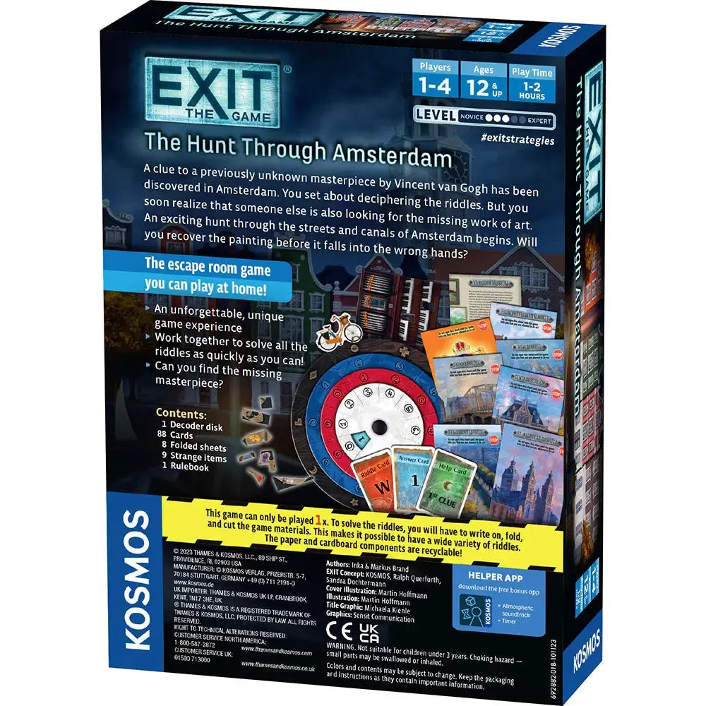The Hunt Through Amsterdam | EXIT Escape Room Game | Kosmos | Ages 12+ | 1–4 Players | 1–2 Hours - Niksstuff