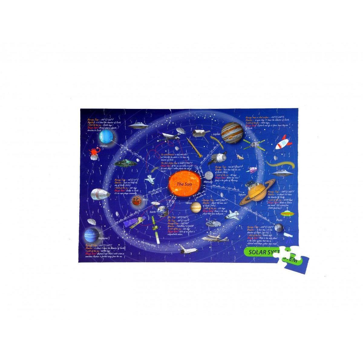 Solar System 100-Piece Jigsaw Puzzle | Purple Cow | Ages 6+ | Sphere Tin | 14"×10" Finished - Niksstuff