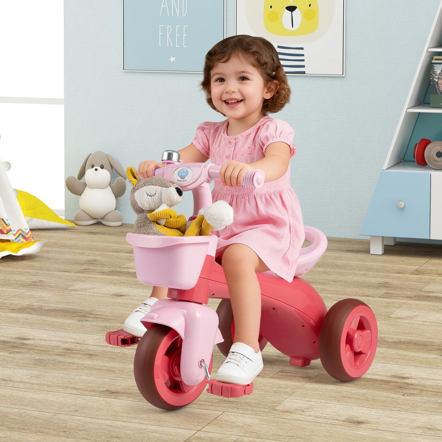 Toddler Tricycle with Front Baskets, Bell & Elephant Design | Ages 3-5