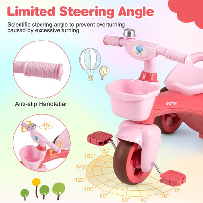 Toddler Tricycle with Front Baskets, Bell & Elephant Design | Ages 3-5
